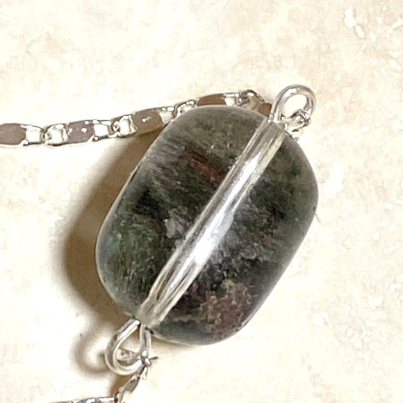 2/$20, Rustic Natural Phantom Quartz Necklace, Genuine Gemstone Bar Pendant - Picture 9 of 14